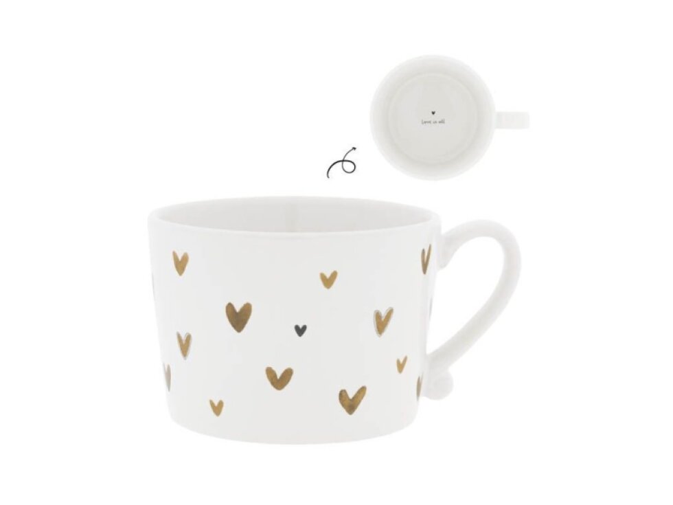 Bastion Collections hrnek LITTLE HEARTS 240 ml, bílý/hnědý