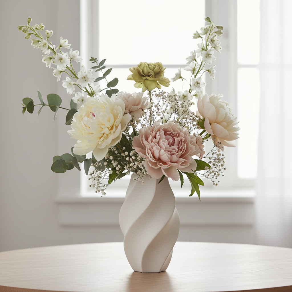 Broste ODETTE Váza 32 cm - Bílá Kamenina