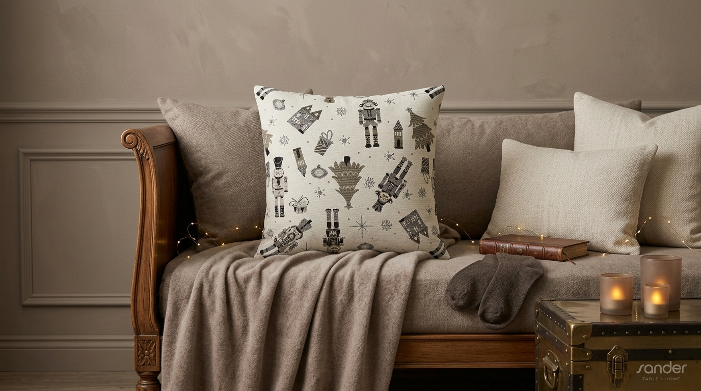 Vánoční povlak na polštář HOMBRE 50 × 50 cm taupe/grey – Sander