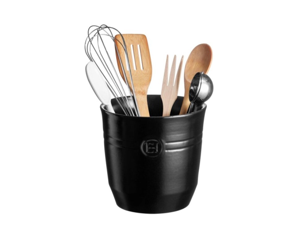 Keramická nádoba na kuchyňské náčiní 16,5 cm černá lanýžová