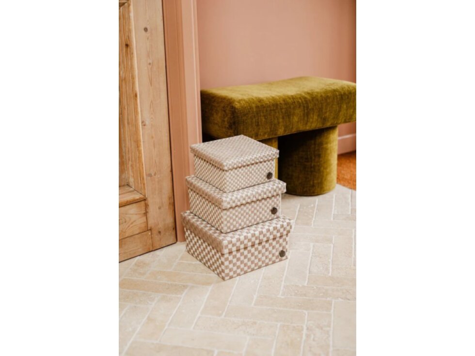 Košík s víkem CUBE S caffe latte/champagne