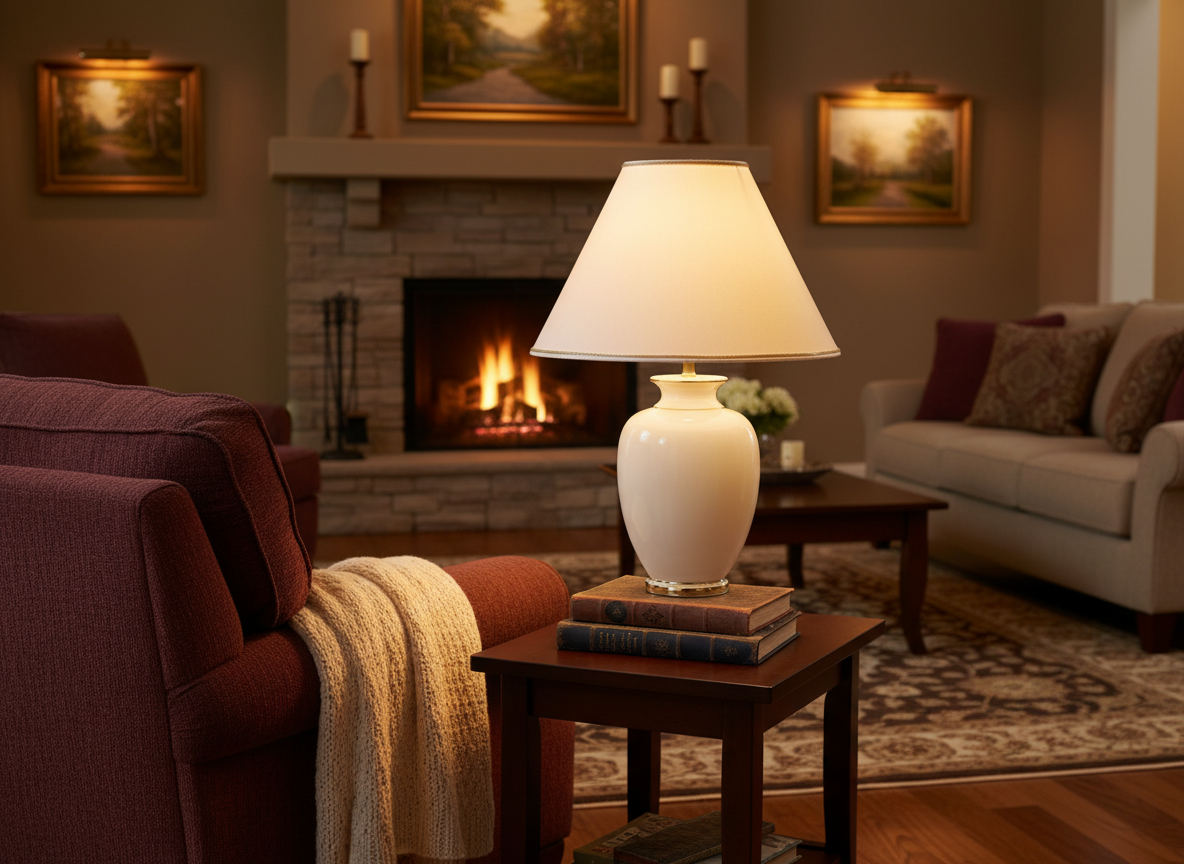 Stolní lampa AVORIO v. 57 cm krémová