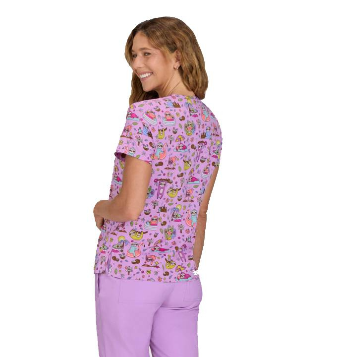 Lékařská halena koi Leslie dámská - fialová s lenochody