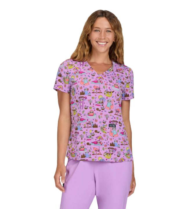 Lékařská halena koi Leslie dámská - fialová s lenochody