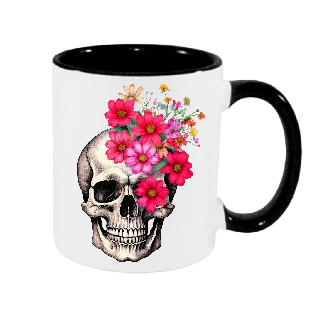 Hrnek - Lebka s květy