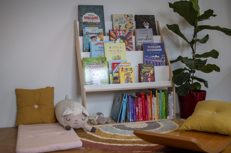 Dětská dřevěná montessori knihovna