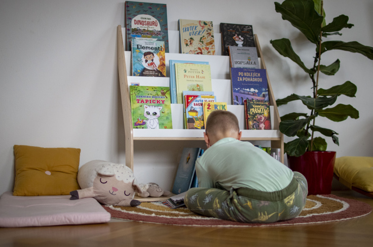 Dětská dřevěná montessori knihovna