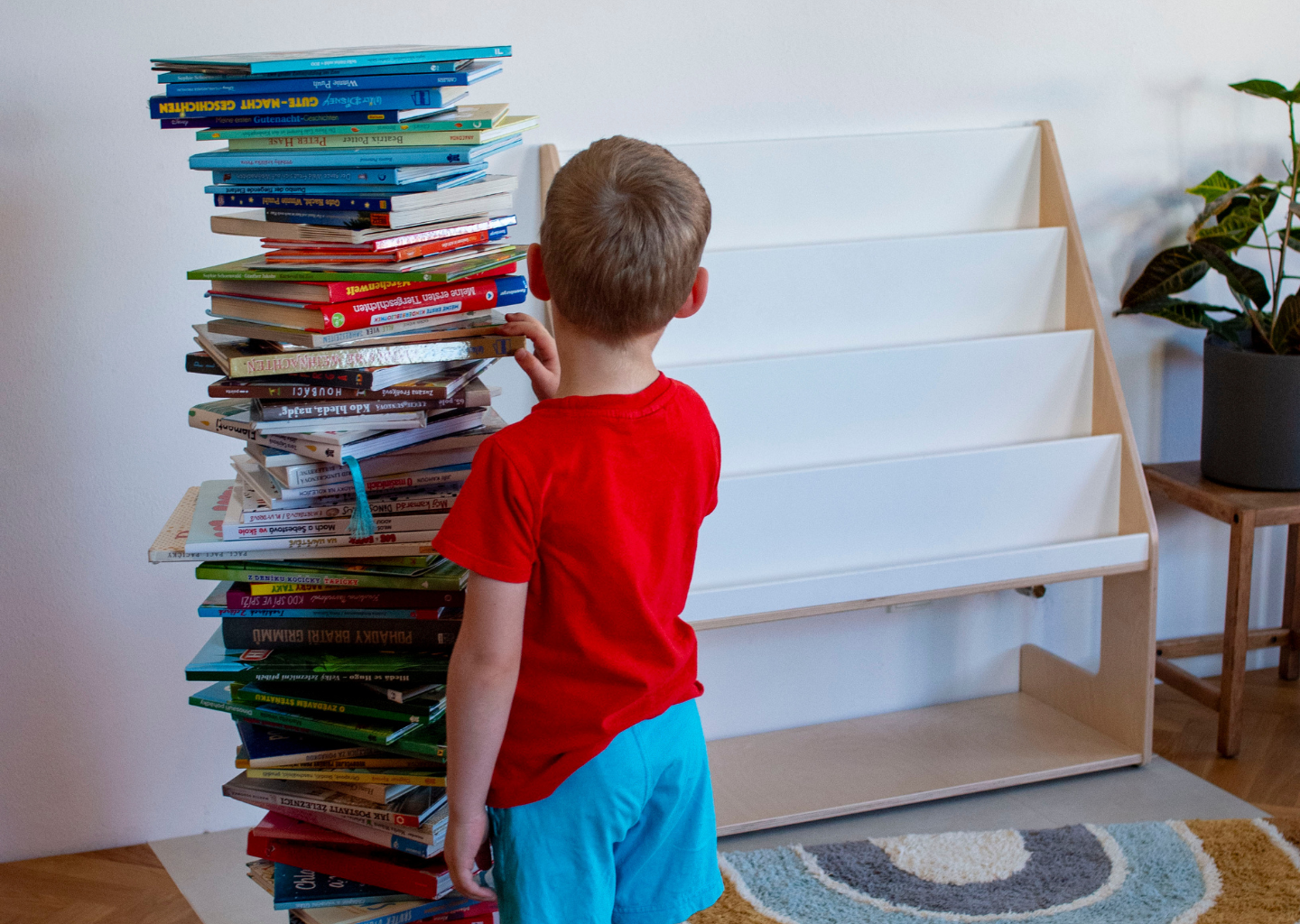 Dětská dřevěná montessori knihovna