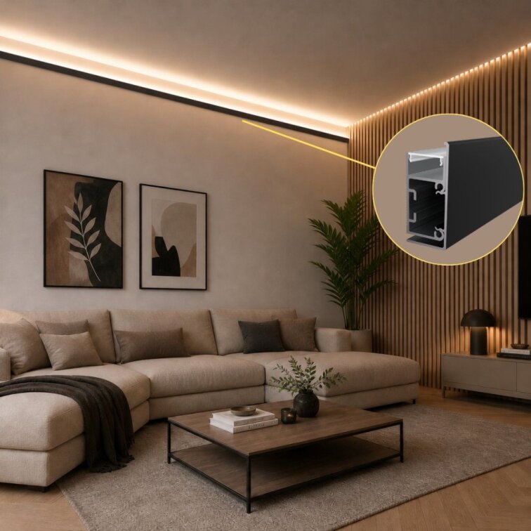 LED lišta povrchová - WALL LINE čierna
