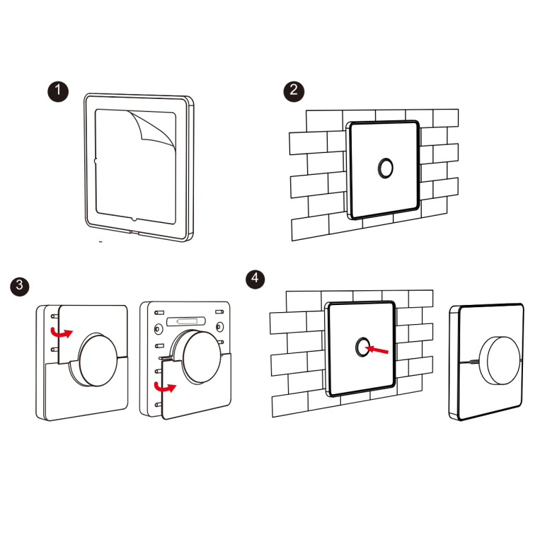 LED ovládač nástenný single/CCT - 2,4GHz 4 okruhy - čierny