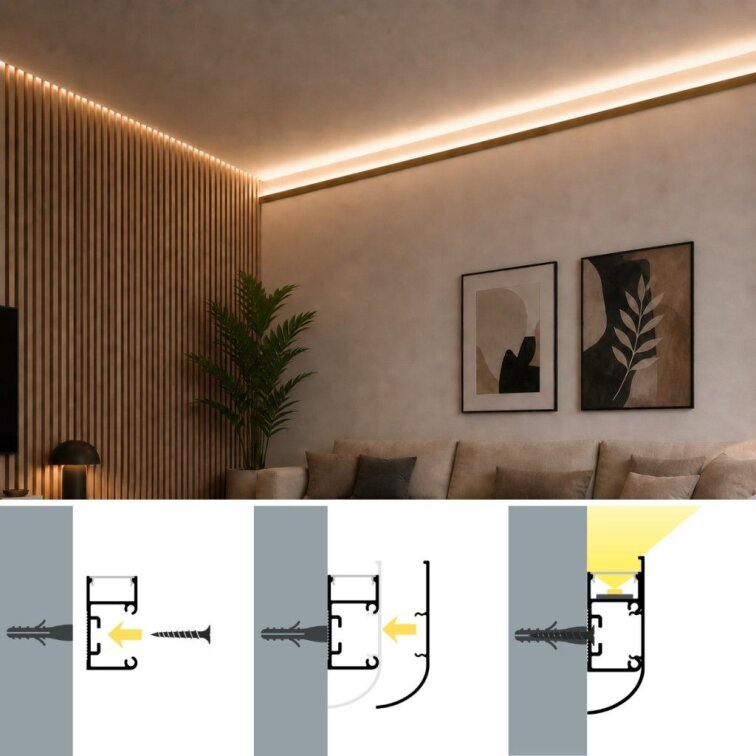 LED lišta povrchová - WALL ARC biela
