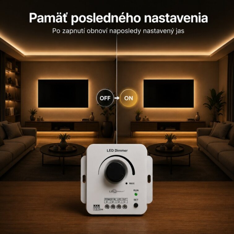 LED otočný stmievač 12-48V 8A