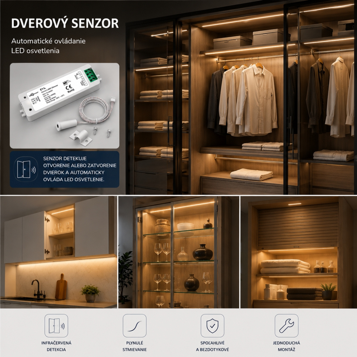Dverový senzor – automatické zapnutie / vypnutie