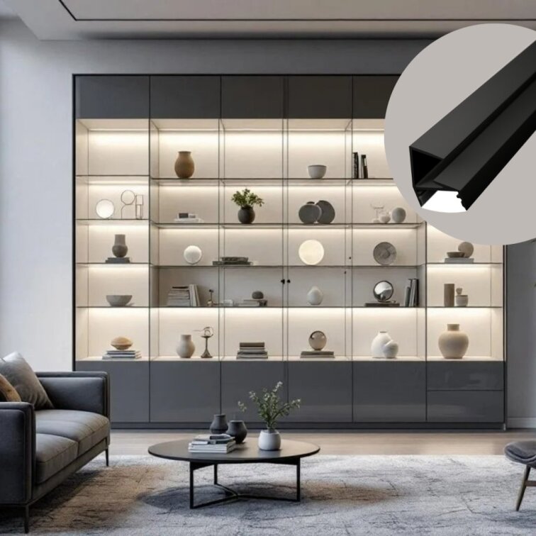 LED lišta na sklenené police GLASS SHELF - čierna