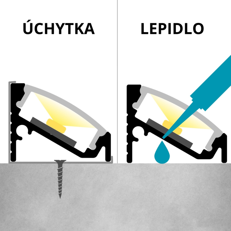 LED lišta rohová C6 30/60° strieborná