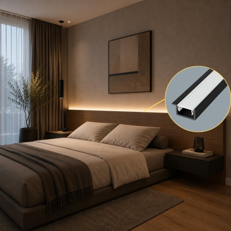 LED lišta zapustená jednostranná - R33 čierna