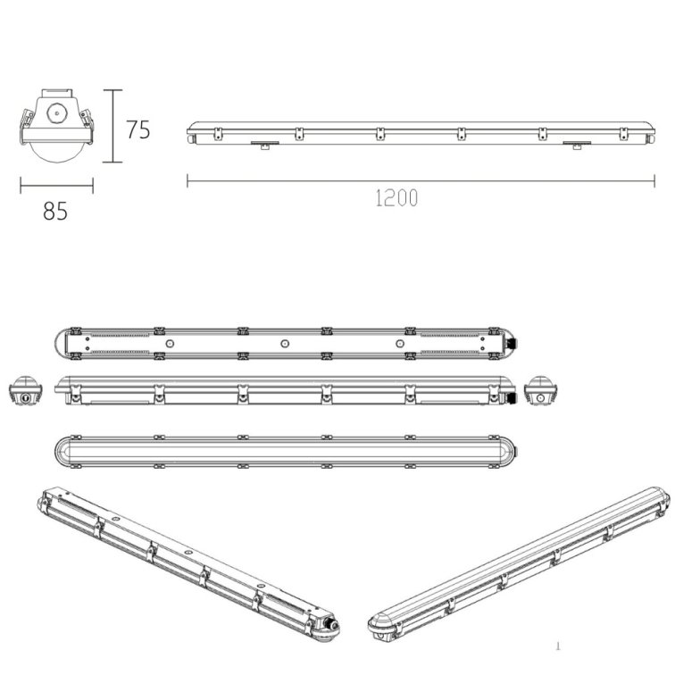 LED prachotesné svietidlo 120cm LEDPRO 40W CCT 3IN1 Philips Xitanium