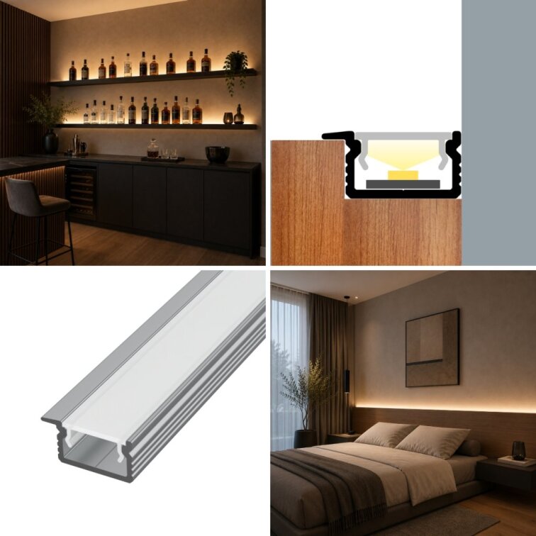 LED lišta zapustená jednostranná - R33 strieborná