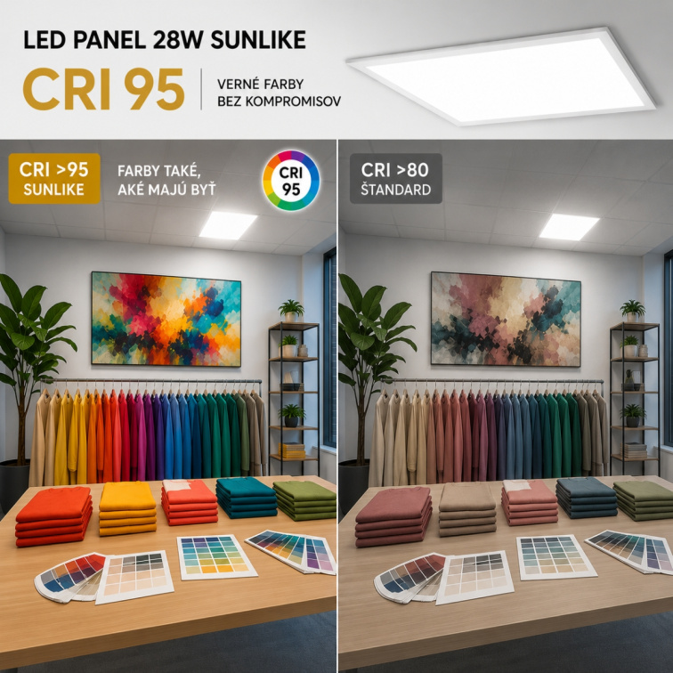 LED panel 28W SUNLIKE CRI95 UGR<19 595x595 mm - neutrálna biela