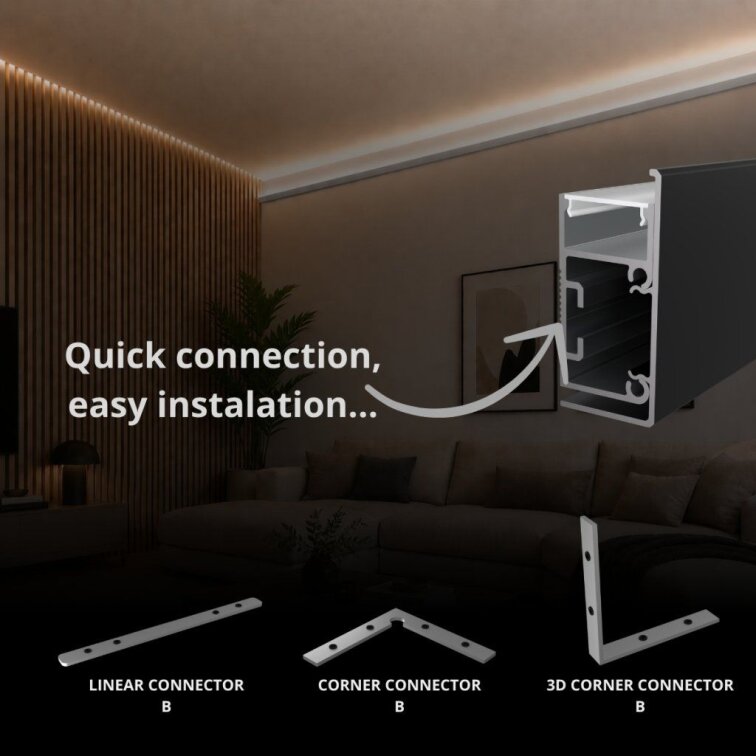 LED lišta povrchová - WALL LINE čierna