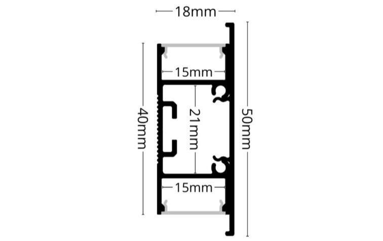 LED lišta povrchová - WALL - TWIN čierna