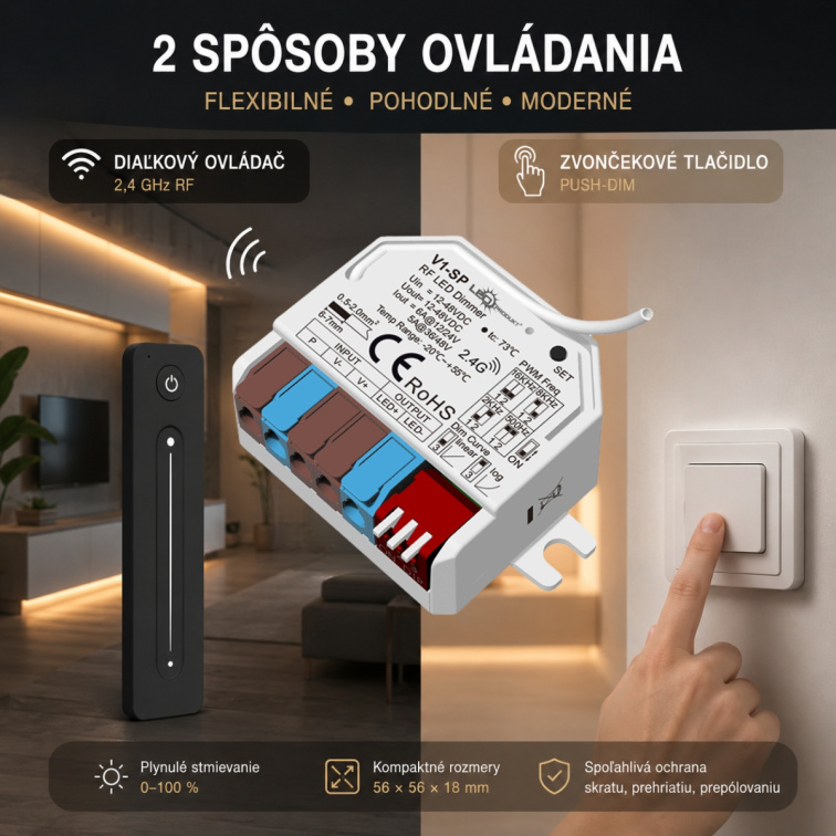 LED prijímač MINI V1-SP RF 2,4GHz 6A