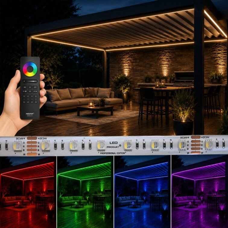 PROFI LED pásik RGBW 4in1 60LED/m 16W/m 24V IP65 – RGB+teplá biela