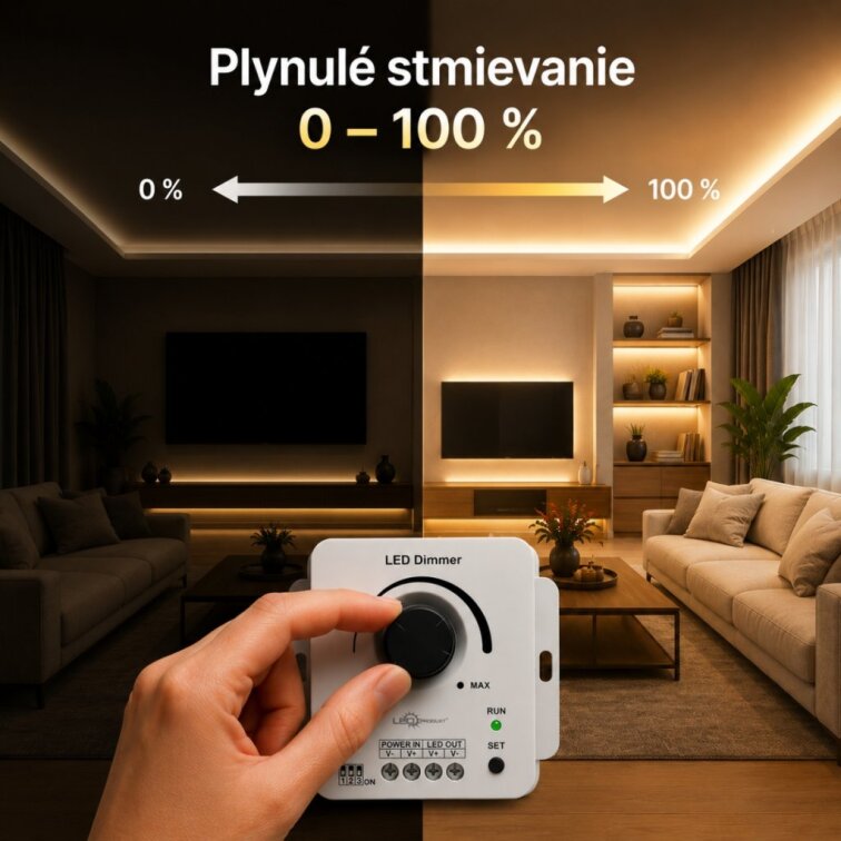 LED otočný stmievač 12-48V 8A