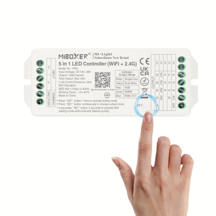 LED prijímač PW5 5in1, 20A - 2,4GHz WIFI