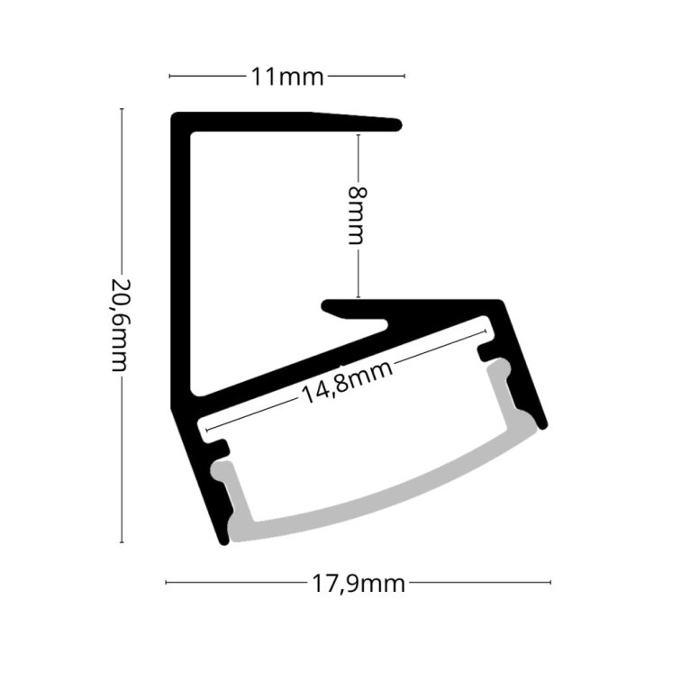 LED lišta na sklenené police GLASS SHELF - čierna