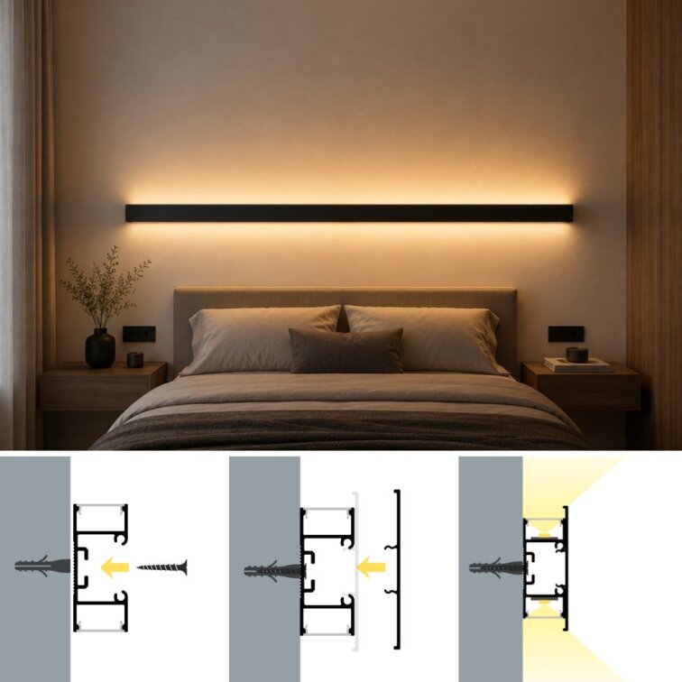 LED lišta povrchová - WALL - TWIN čierna