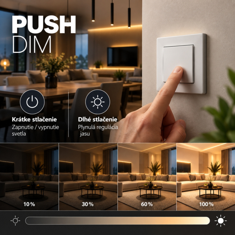 TRIAC stmievač 230V, RF 2.4GHz + PUSH, 300W