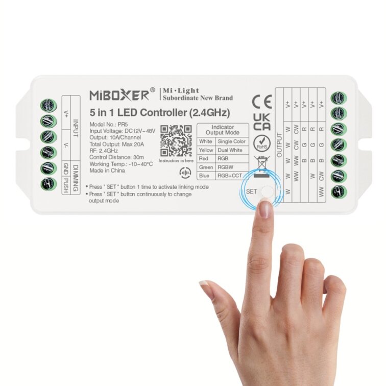 LED prijímač PR5 5in1, 20A - 2,4GHz