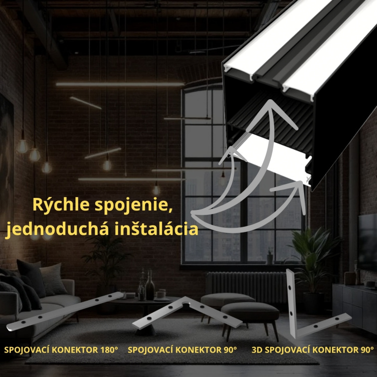 LED lišta SUSPENDED 1 - čierna