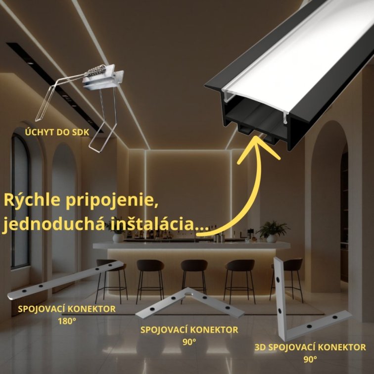 LED lišta zapustená SDK 20 - čierna