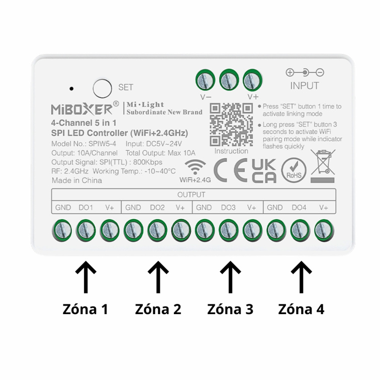 LED prijímač SPI 5 in 1 WIFI + 2,4G - 4 okruhy