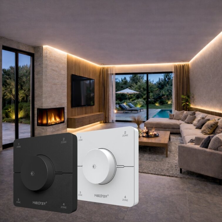 LED ovládač nástenný single/CCT - 2,4GHz 4 okruhy - čierny