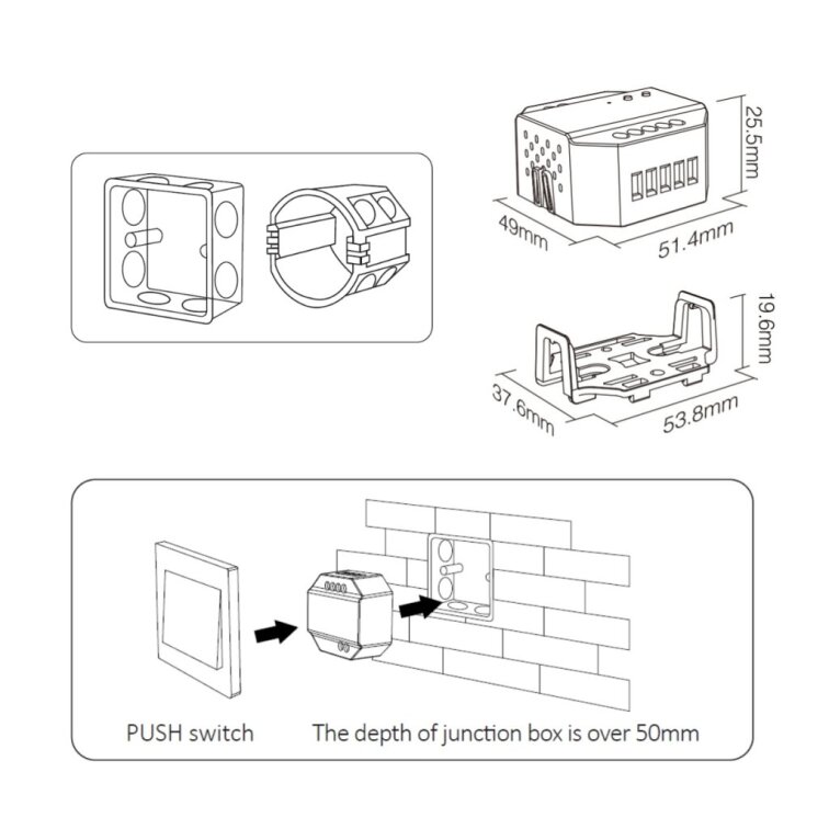 TRIAC stmievač 230V, RF 2.4GHz + PUSH, 300W