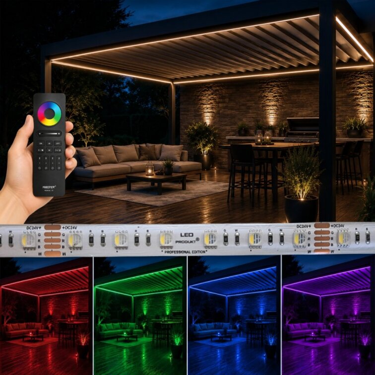PROFI LED pásik RGBW 4in1 60LED/m 16W/m 24V IP65 – RGB+neutrálna biela