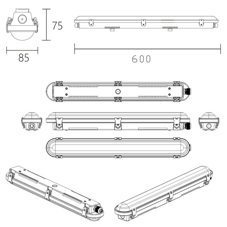 LED prachotesné svietidlo 60cm LEDPRO 20W Neutrálna biela