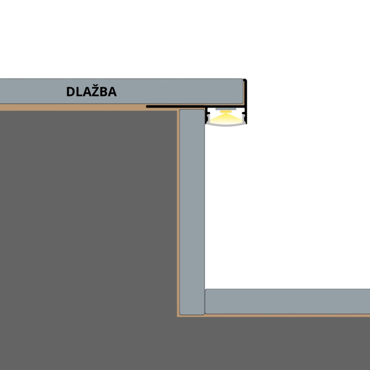 LED lišta schodová podobkladová TILE-EDGE