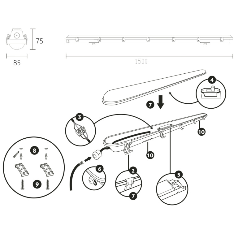 LED prachotesné svietidlo 150cm LEDPRO 60W CCT 3IN1 Philips Xitanium