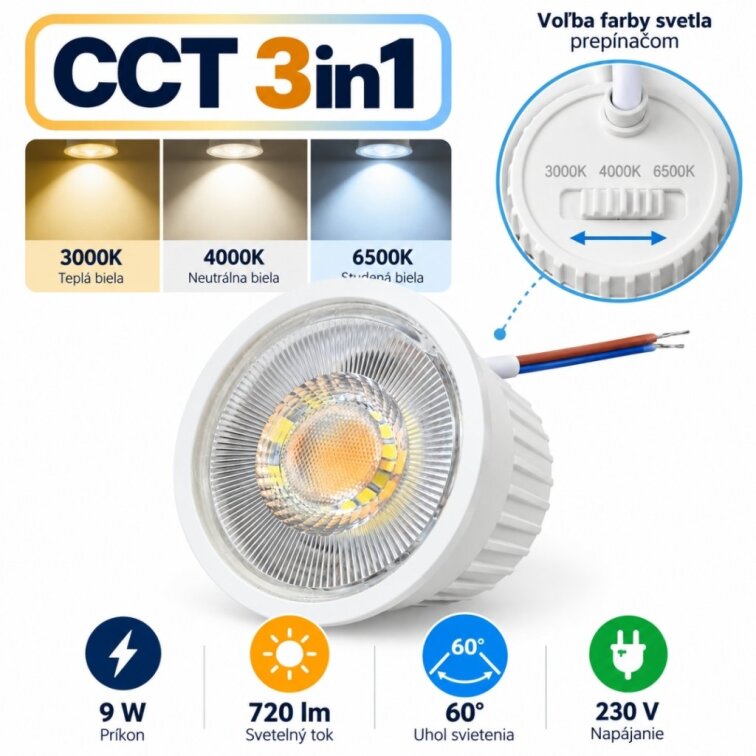 LED modul 9W 720lm CCT 3in1 3000K/4000K/6500K 230V