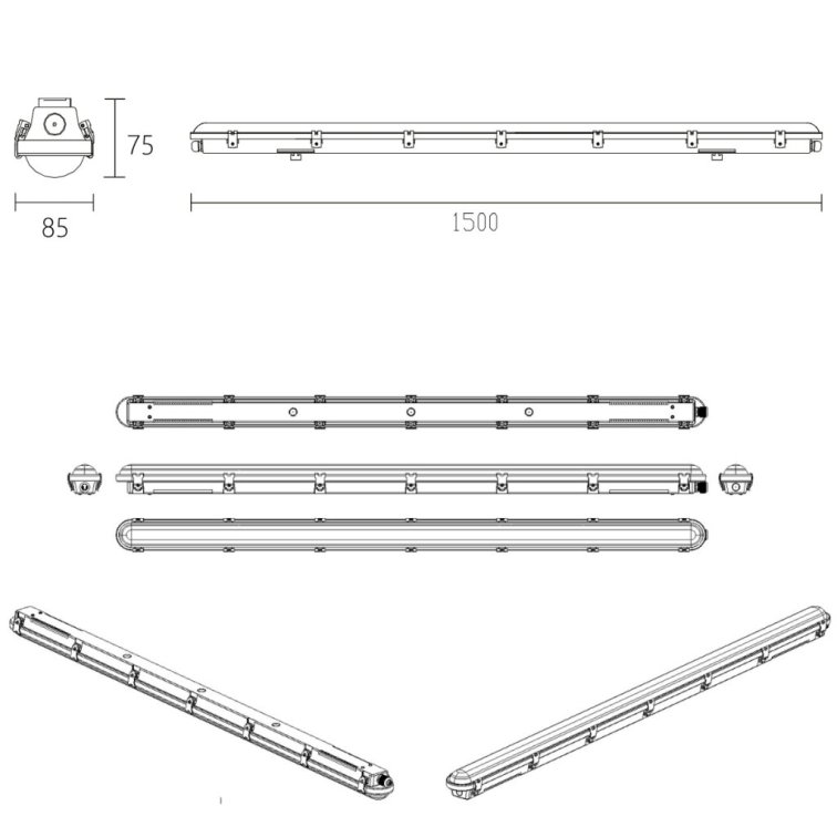 LED prachotesné svietidlo 150cm LEDPRO 60W Neutrálna biela