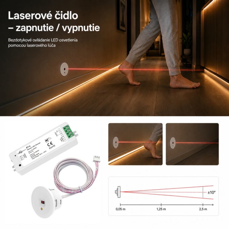 Laserové čidlo – zapnutie / vypnutie