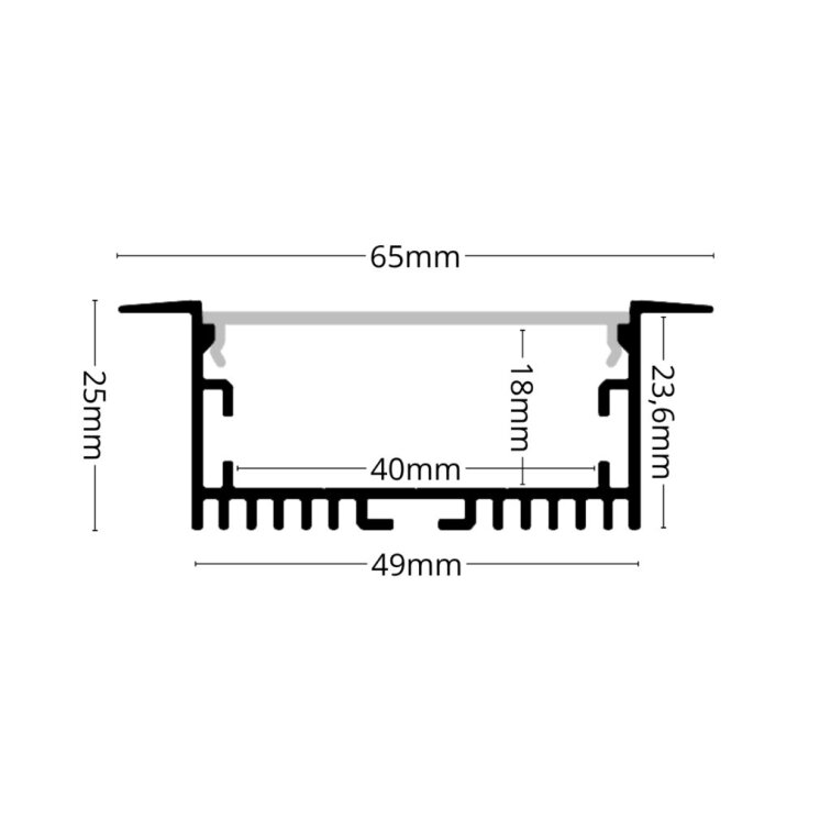 LED lišta zapustená - MAXI čierna