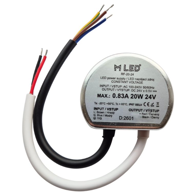 Zdroj 20W, 24V, IP67 Vodeodolný (do krabice)