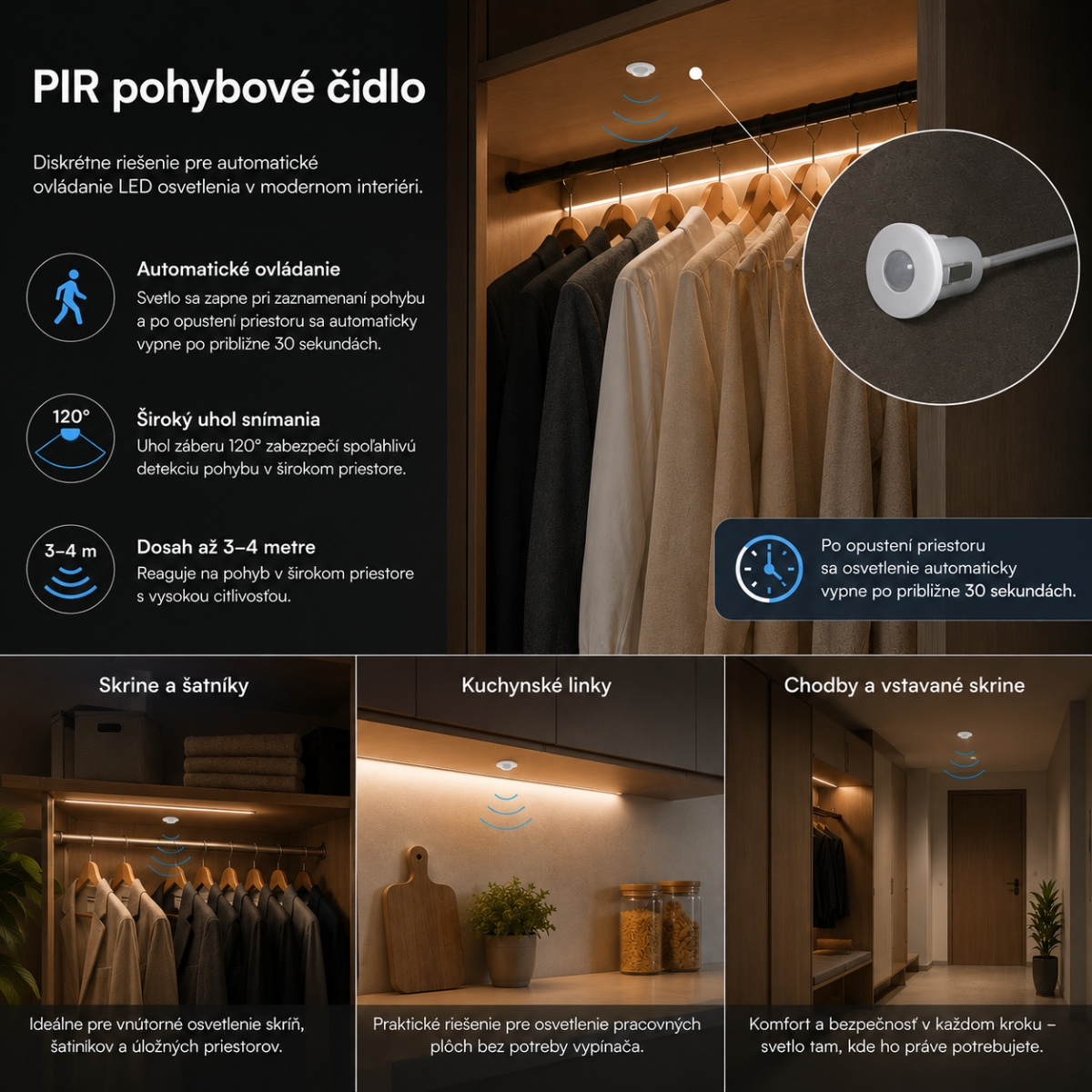 PIR pohybové čidlo - Zapustenie