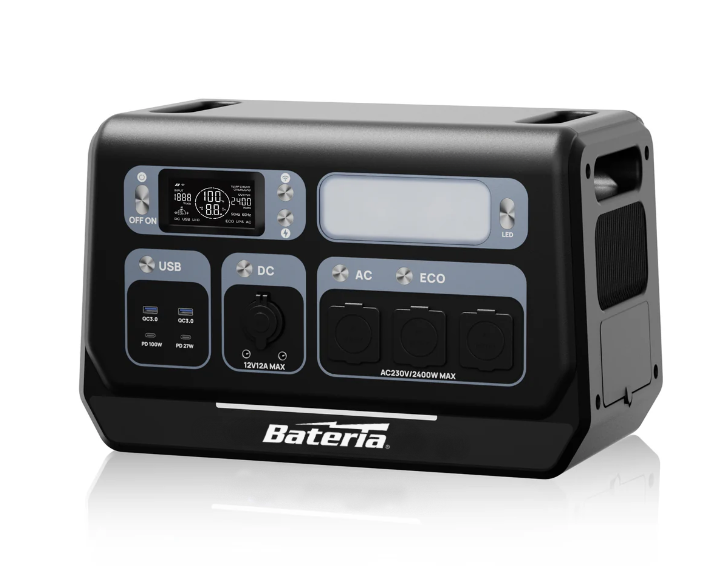 Nabíjecí stanice 2400W se skládacím panelem 200 Wp