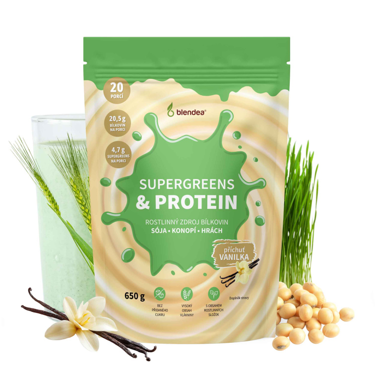 Supergreens Protein vanilka 650 g